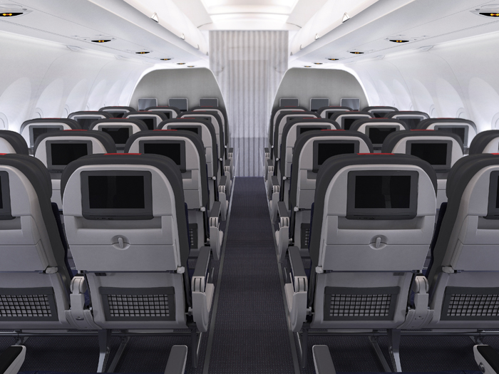 a row of seats in an airplane