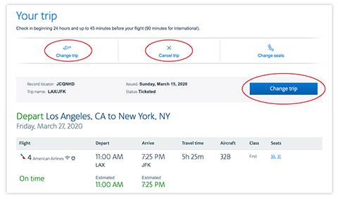 manage my trip on american airlines