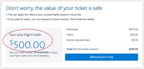Flight Credit details