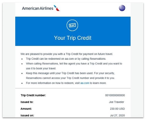 transfer trip credit american airlines